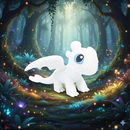 Knitted Light Dragon Companion – Anmutiger Fantasy-Drache im cozy Stricklook Whale 3D Studio