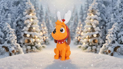 Knitted Green Holiday Trickster & Dog – Cozy Winter Fanart Figur Whale 3D Studio