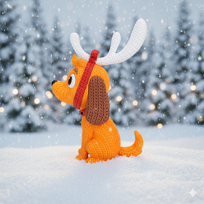 Knitted Green Holiday Trickster & Dog – Cozy Winter Fanart Figur Whale 3D Studio