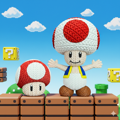 Knitted Mushroom Guide – Cozy Game Fanart Figur Whale 3D Studio