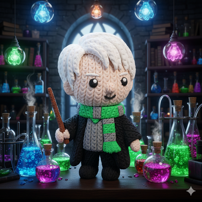 Knitted Wizard Student – Cozy Sammlerfigur im Stricklook Whale 3D Studio