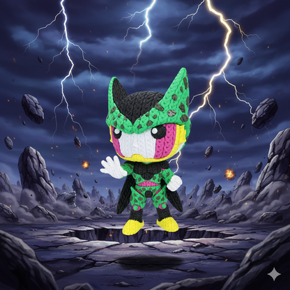 Knitted Bio Warrior – Cozy Anime Villain Fanart Figur Whale 3D Studio