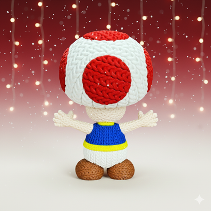 Knitted Mushroom Guide – Cozy Game Fanart Figur Whale 3D Studio