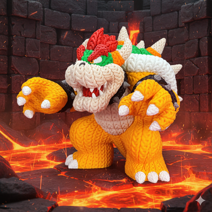 Knitted Fire King – Cozy Game Fanart Figur Whale 3D Studio