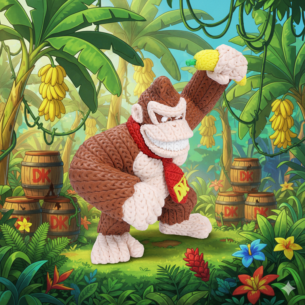 Knitted Jungle Power Ape – Kraftvoller Game-Charakter im cozy Stricklook Whale 3D Studio