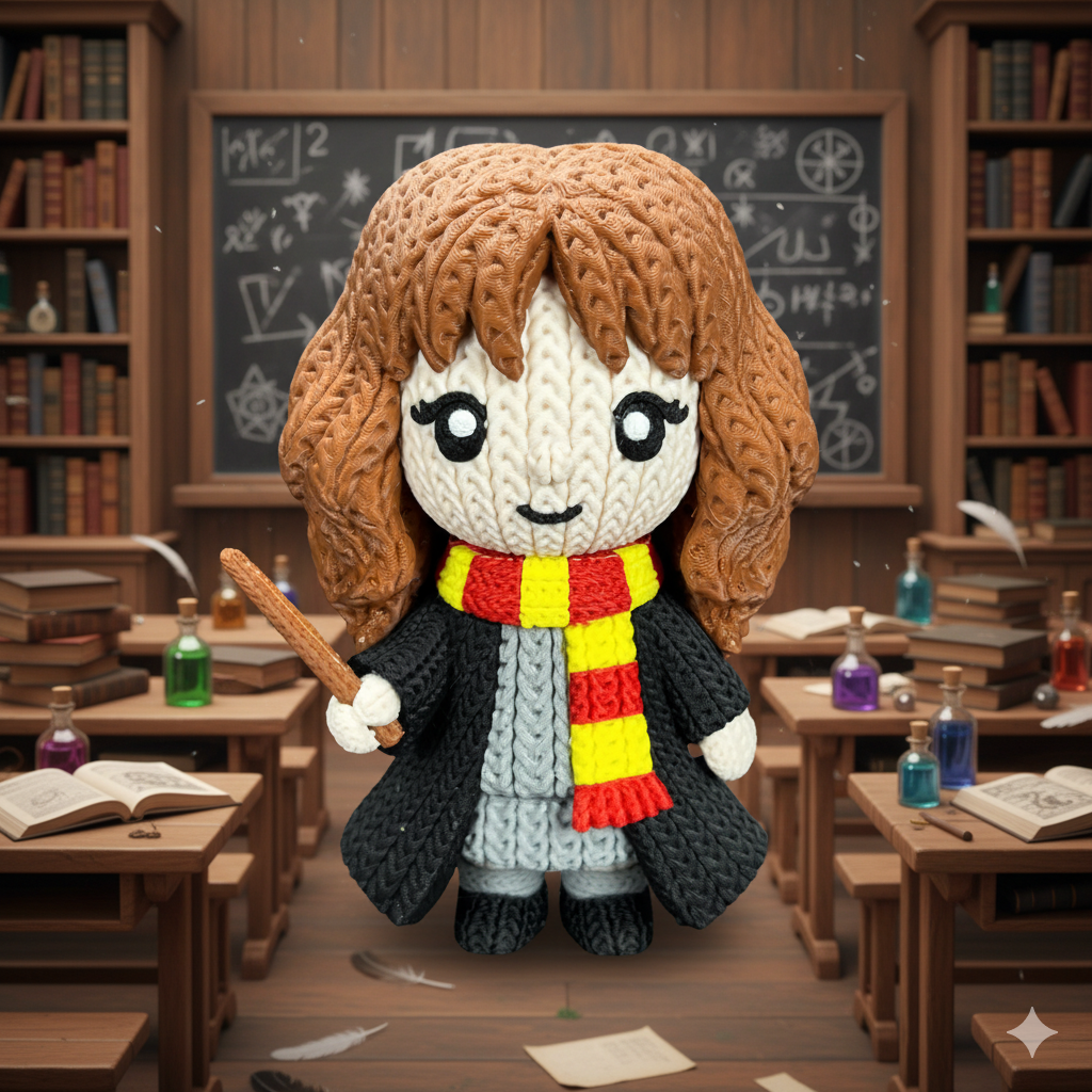 Knitted Clever Witch – Cozy Fantasy Fanart Figur Whale 3D Studio