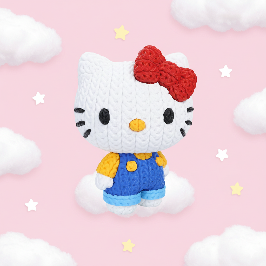 Knitted Cute Cat – Cozy Kawaii Fanart Figur Whale 3D Studio