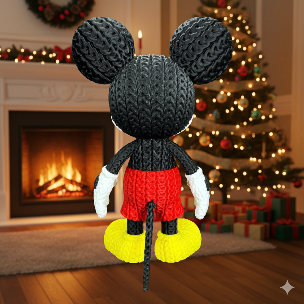 Knitted Classic Cartoon Mouse – Zeitloser Cartoon-Charakter im cozy Stricklook Whale 3D Studio Whale 3D Studio