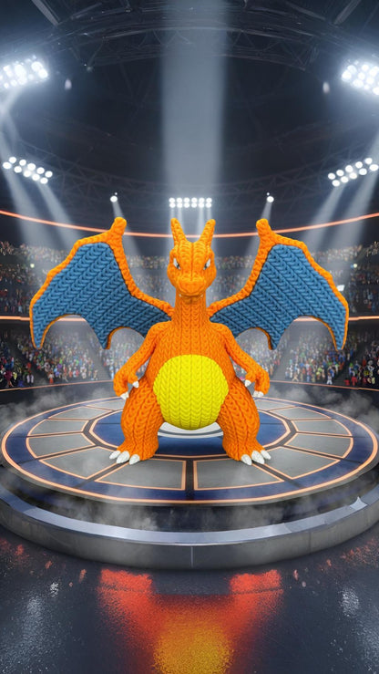 Knitted Fire Dragon King – Cozy Monster Fanart Figur Whale 3D Studio