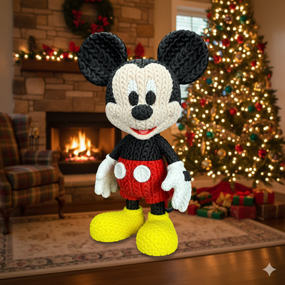 Knitted Classic Cartoon Mouse – Zeitloser Cartoon-Charakter im cozy Stricklook Whale 3D Studio Whale 3D Studio