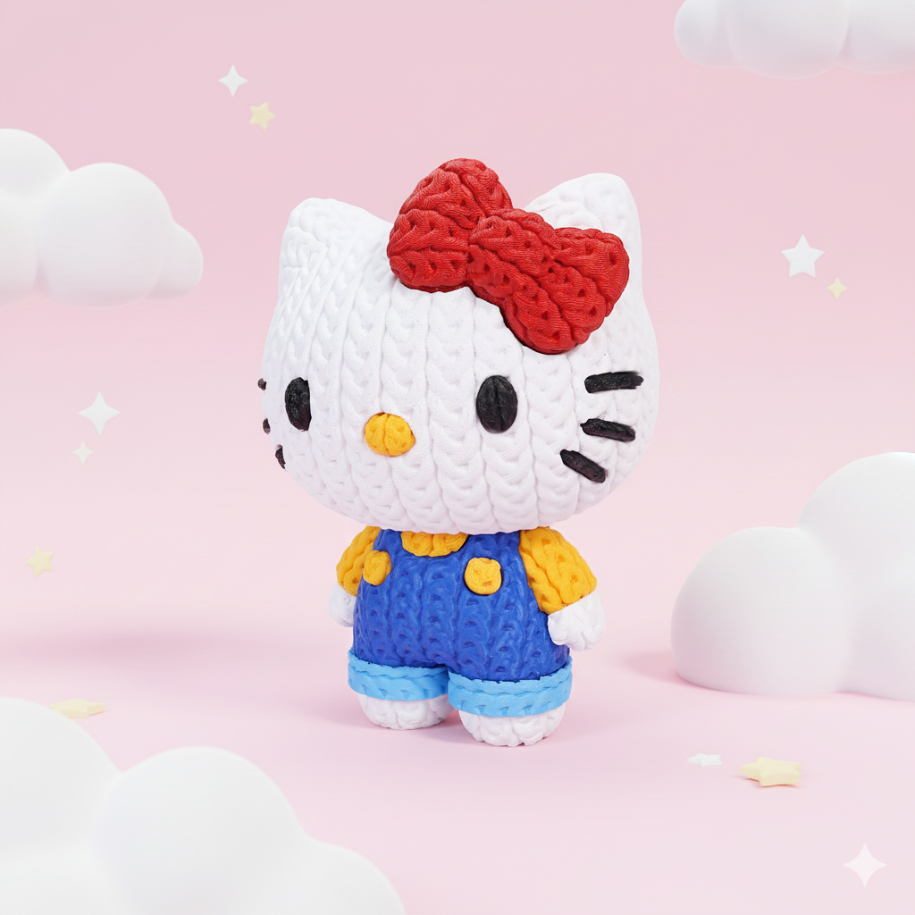 Knitted Cute Cat – Cozy Kawaii Fanart Figur Whale 3D Studio