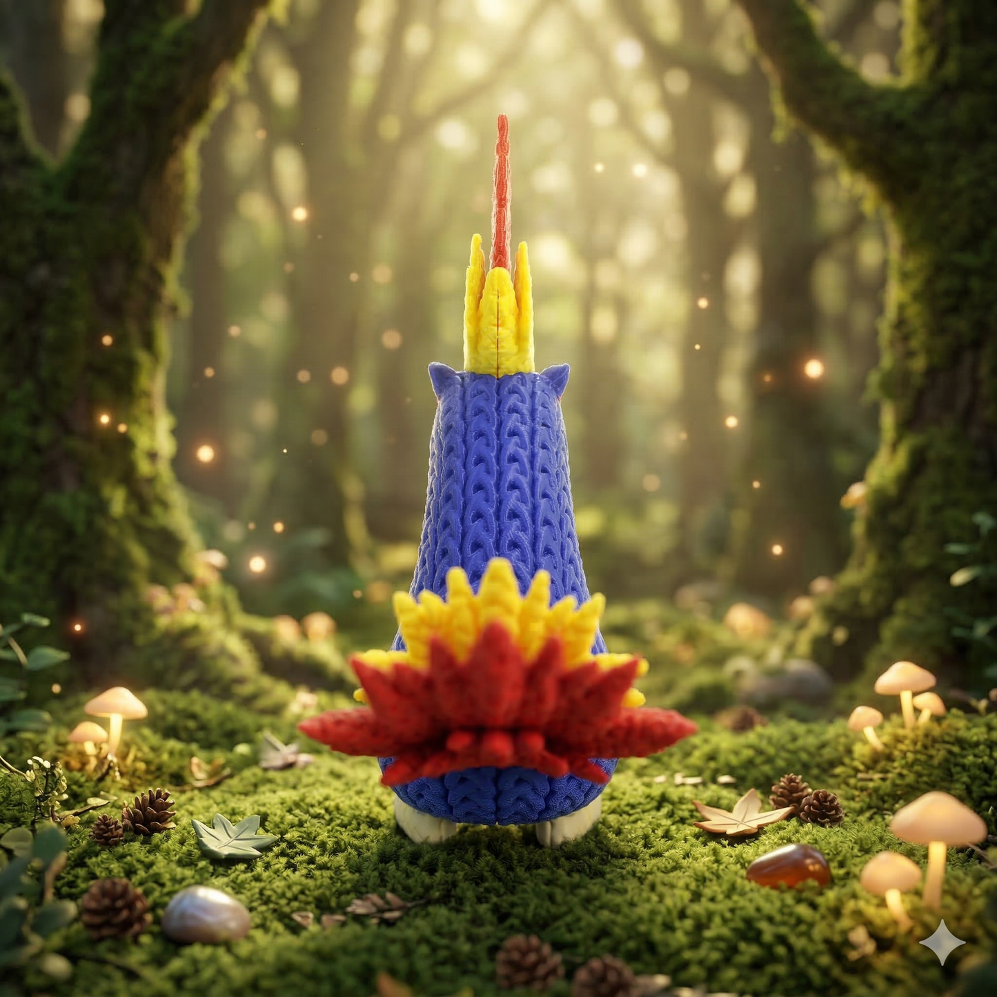 Knitted Fire Creature Evolution – Cozy Sammlerfigur im Stricklook Whale 3D Studio