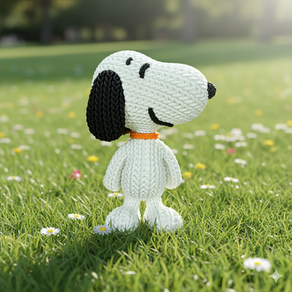 Knitted Comic Dog – Cozy Cartoon Fanart Figur Whale 3D Studio