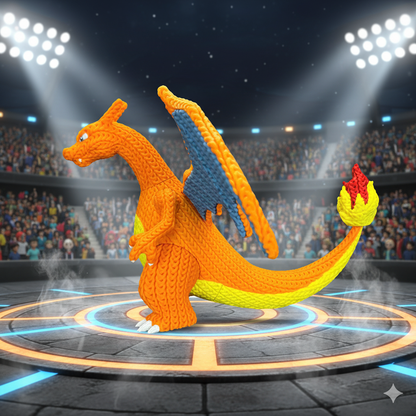 Knitted Fire Dragon King – Cozy Monster Fanart Figur Whale 3D Studio