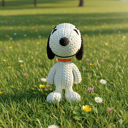 Knitted Comic Dog – Cozy Cartoon Fanart Figur Whale 3D Studio