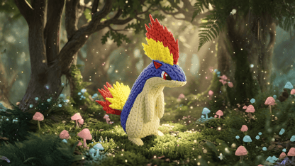 Knitted Fire Creature Evolution – Cozy Sammlerfigur im Stricklook Whale 3D Studio