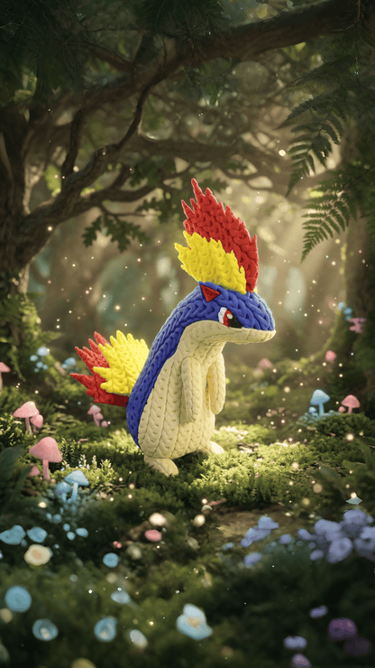 Knitted Fire Creature Evolution – Cozy Sammlerfigur im Stricklook Whale 3D Studio
