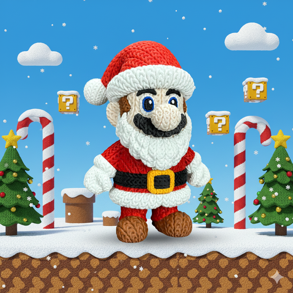 Knitted Platform Hero Set – Cozy Game Fanart Figur & Santa Edition Whale 3D Studio