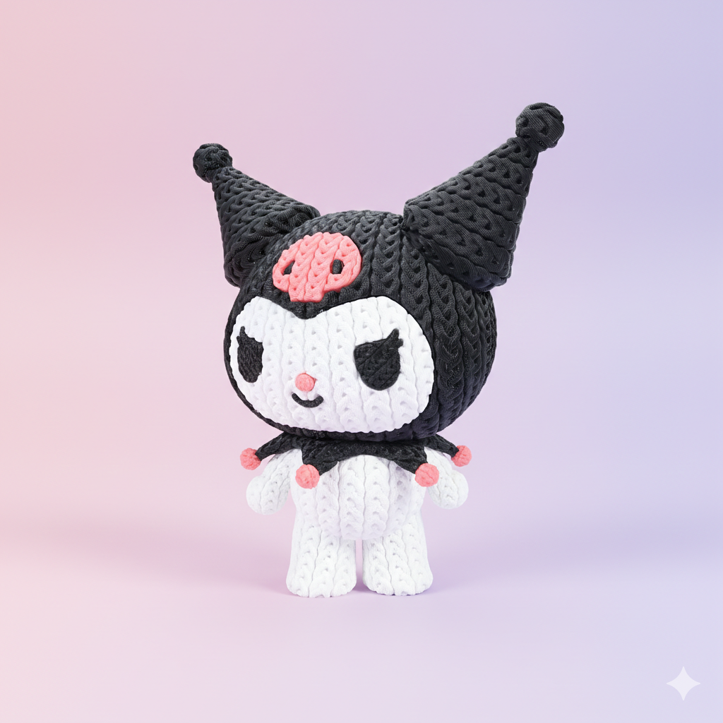 Knitted Mischief Bunny – Frecher Gothic-Charakter im cozy Stricklook Whale 3D Studio