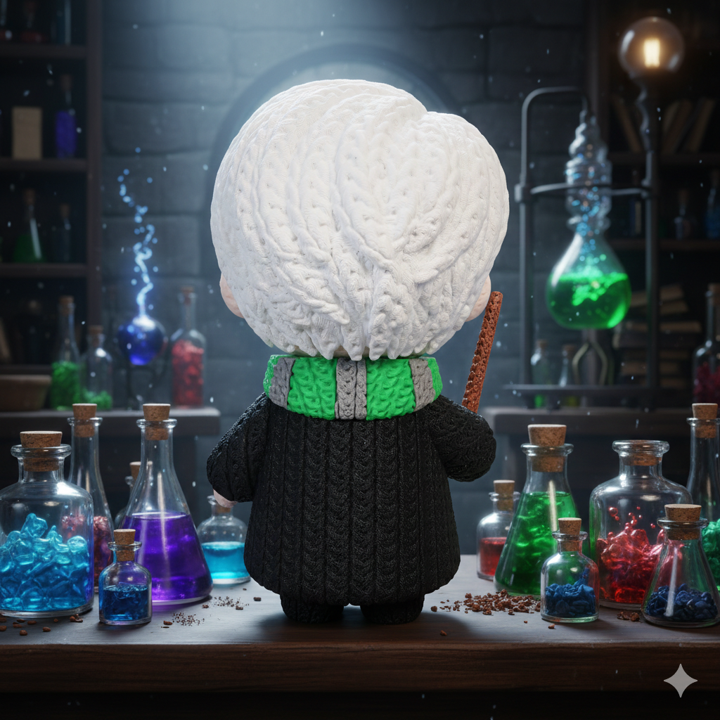 Knitted Wizard Student – Cozy Sammlerfigur im Stricklook Whale 3D Studio