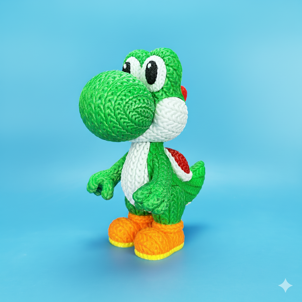 Knitted Dino Buddy – Cozy Game Fanart Figur Whale 3D Studio