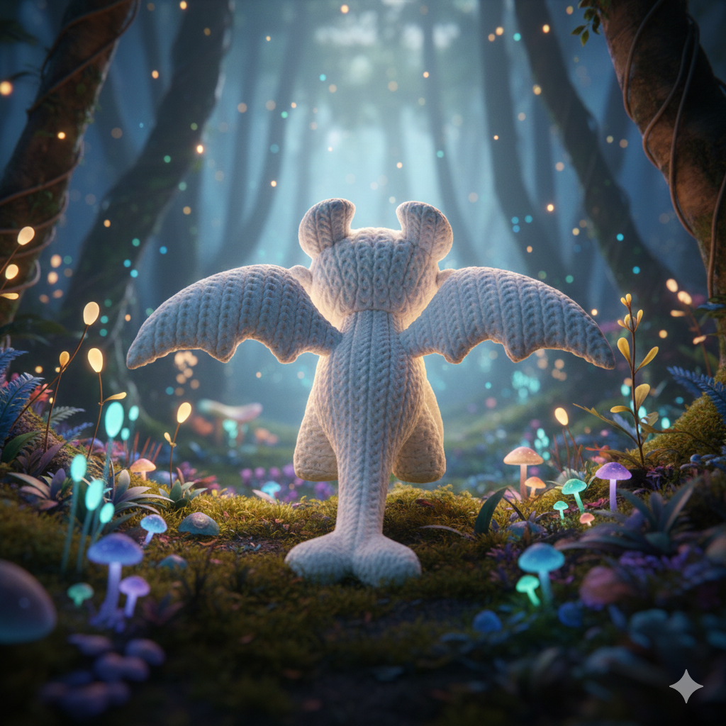 Knitted Light Dragon Companion – Anmutiger Fantasy-Drache im cozy Stricklook Whale 3D Studio