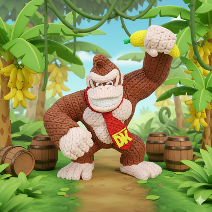 Knitted Jungle Power Ape – Kraftvoller Game-Charakter im cozy Stricklook Whale 3D Studio