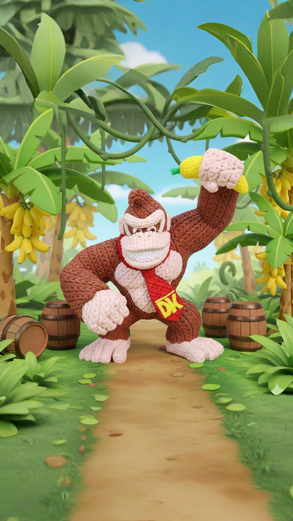 Knitted Jungle Power Ape – Kraftvoller Game-Charakter im cozy Stricklook Whale 3D Studio