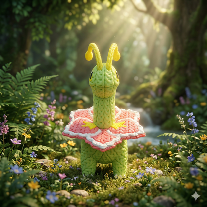 Knitted Monster – Pflanzlicher Dino inspiriert von Meganium Whale 3D Studio