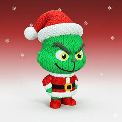 Knitted Green Holiday Trickster & Dog – Cozy Winter Fanart Figur Whale 3D Studio