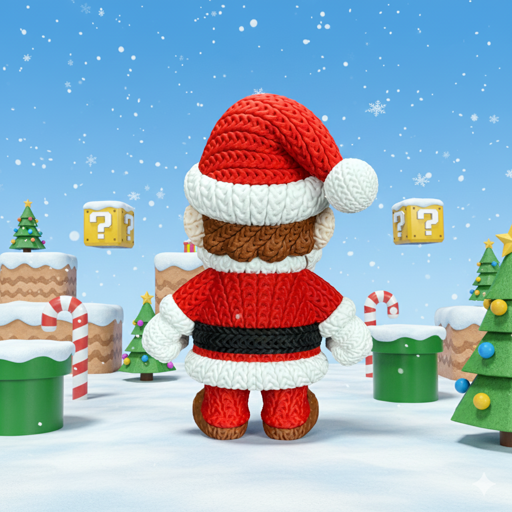 Knitted Platform Hero Set – Cozy Game Fanart Figur & Santa Edition Whale 3D Studio