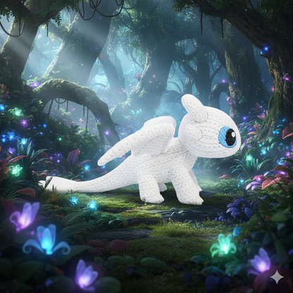 Knitted Light Dragon Companion – Anmutiger Fantasy-Drache im cozy Stricklook Whale 3D Studio
