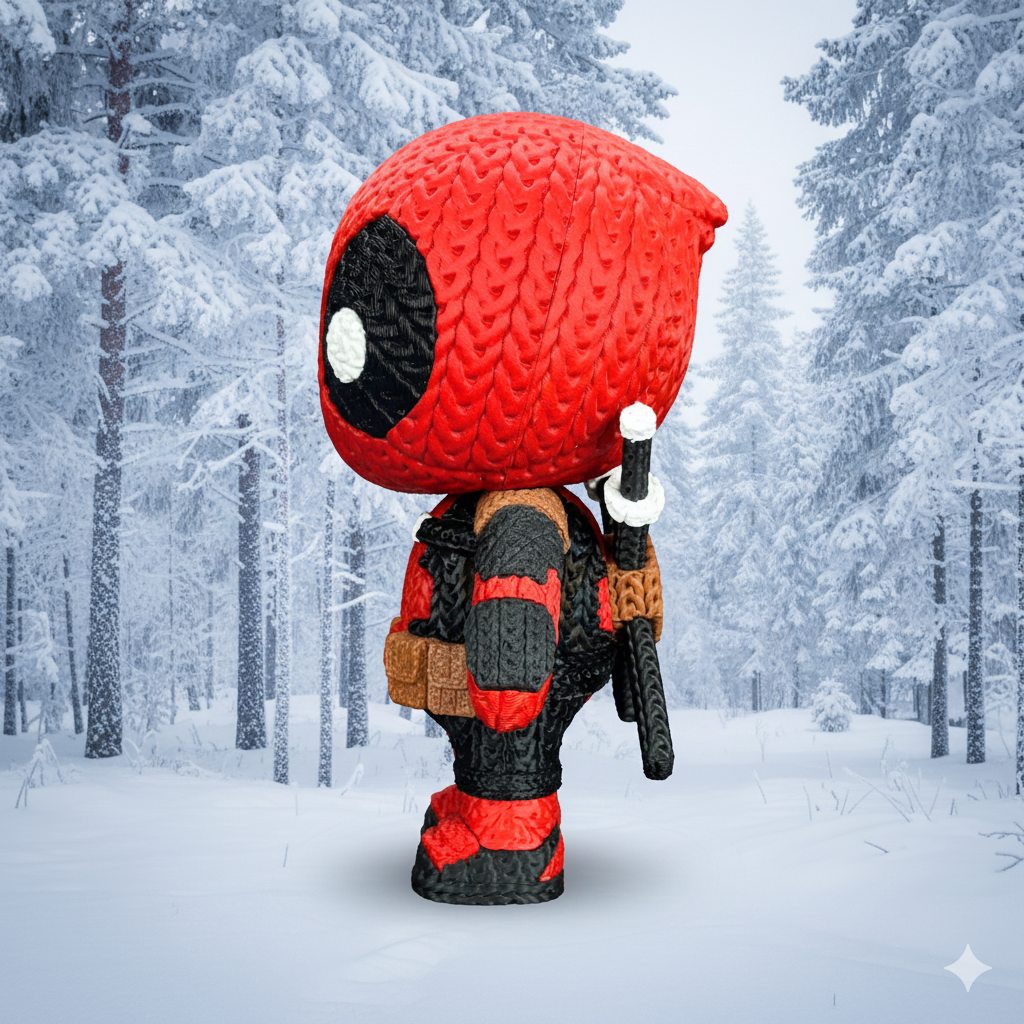 Knitted Red Merc Duo – Cozy Antihero Fanart & Christmas Edition Whale 3D Studio