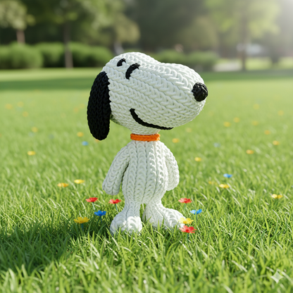 Knitted Comic Dog – Cozy Cartoon Fanart Figur Whale 3D Studio