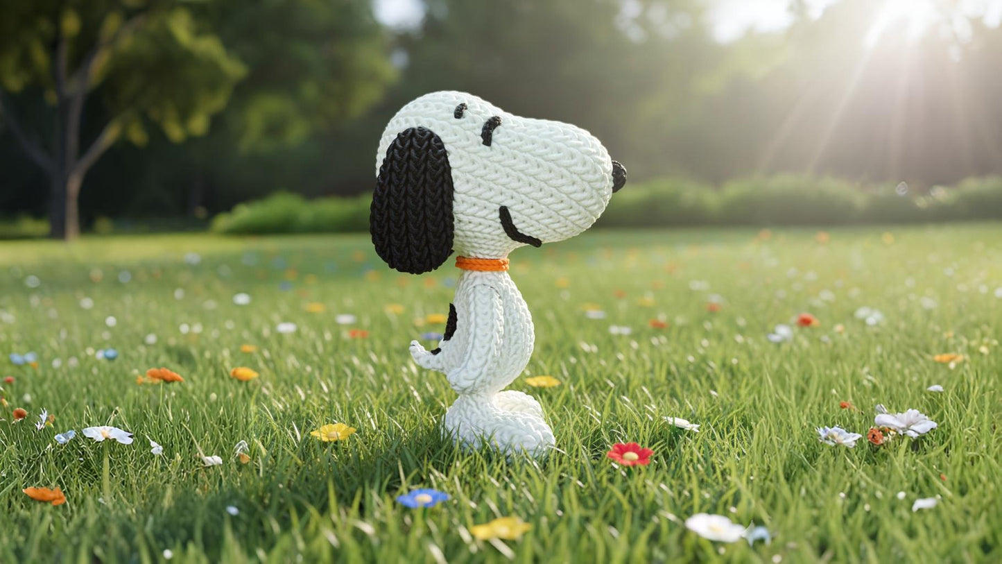 Knitted Comic Dog – Cozy Cartoon Fanart Figur Whale 3D Studio