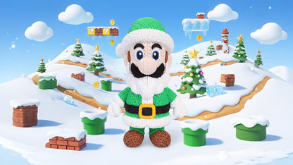 Knitted Green Hero Set – Cozy Game Fanart Figur & Santa Edition Whale 3D Studio