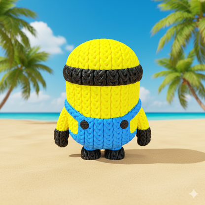 Knitted Yellow Mischief Buddy – Frecher Filmheld im cozy Stricklook Whale 3D Studio Whale 3D Studio