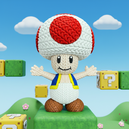 Knitted Mushroom Guide – Cozy Game Fanart Figur Whale 3D Studio