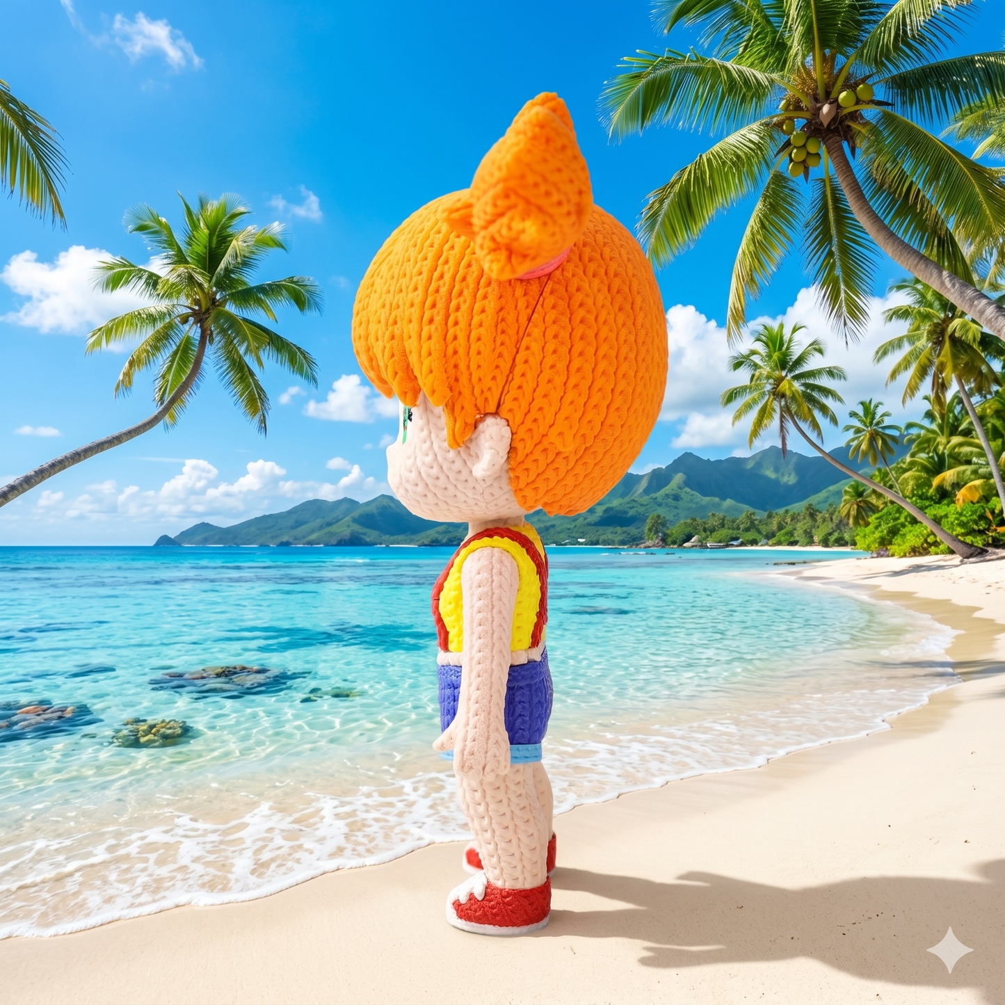 Abenteuerliche Trainerin im Stricklook – Niedliche Sammlerfigur mit Charme Whale 3D Studio