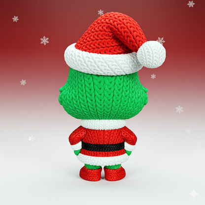 Knitted Green Holiday Trickster & Dog – Cozy Winter Fanart Figur Whale 3D Studio