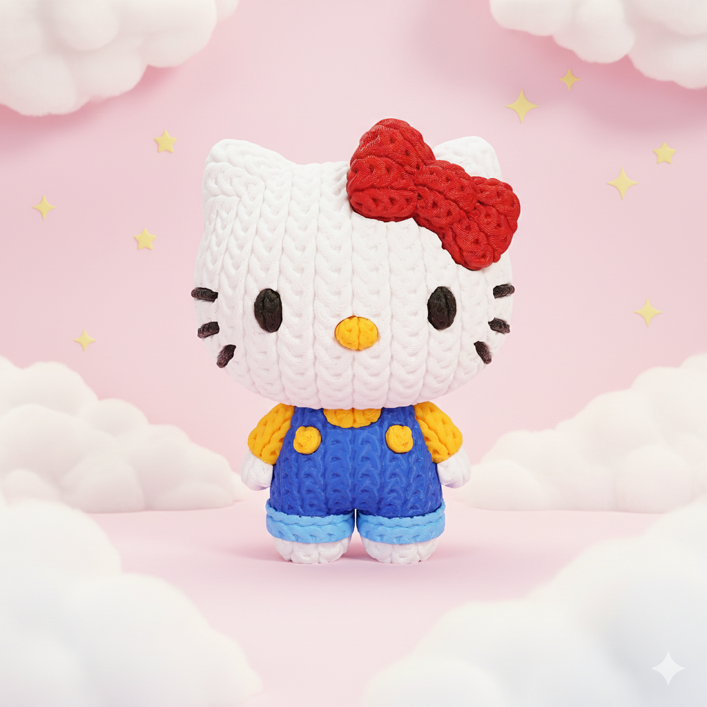 Knitted Cute Cat – Cozy Kawaii Fanart Figur Whale 3D Studio