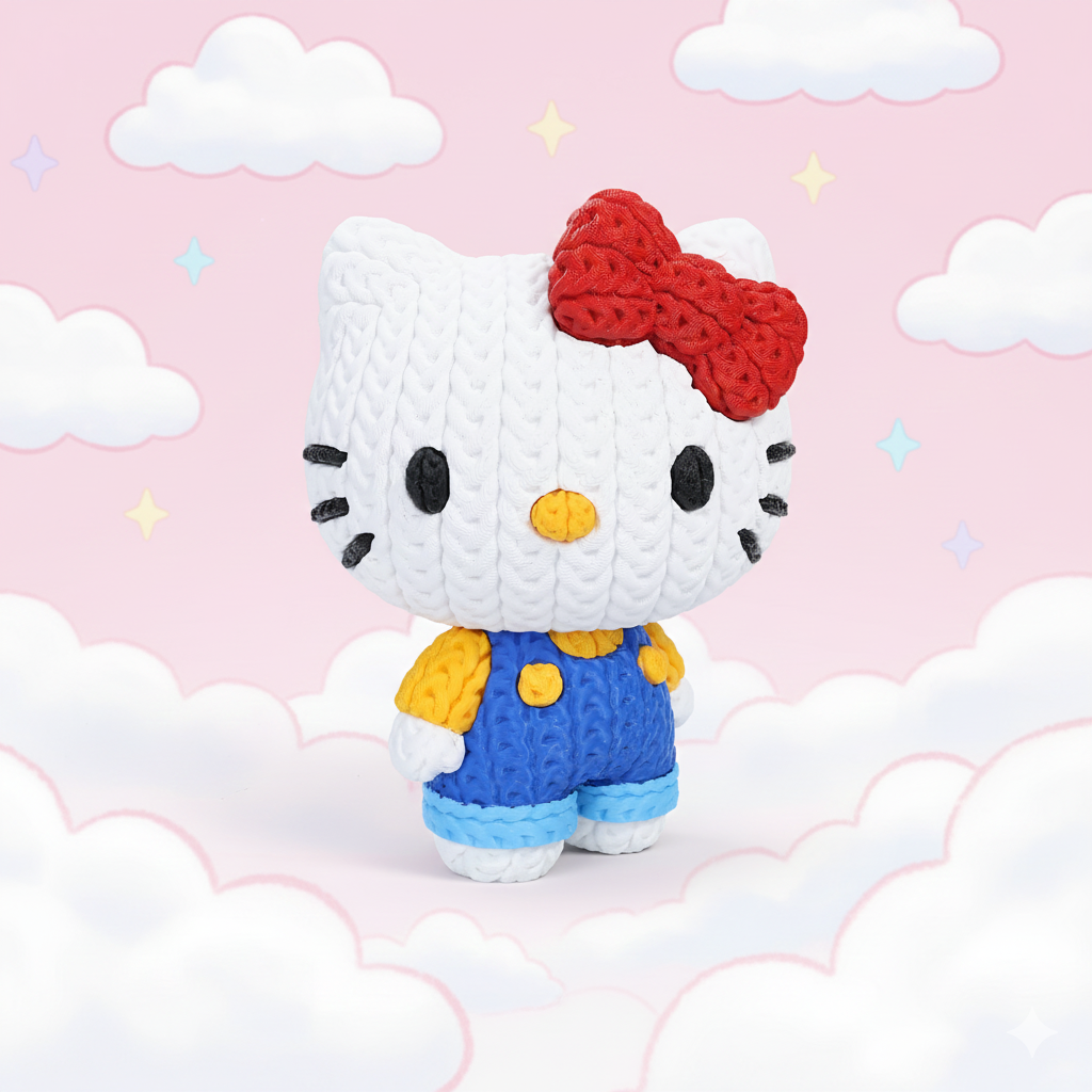 Knitted Cute Cat – Cozy Kawaii Fanart Figur Whale 3D Studio