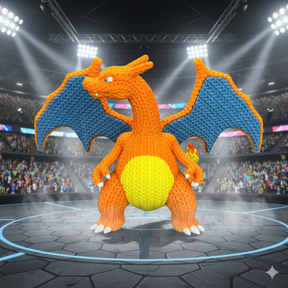 Knitted Fire Dragon King – Cozy Monster Fanart Figur Whale 3D Studio