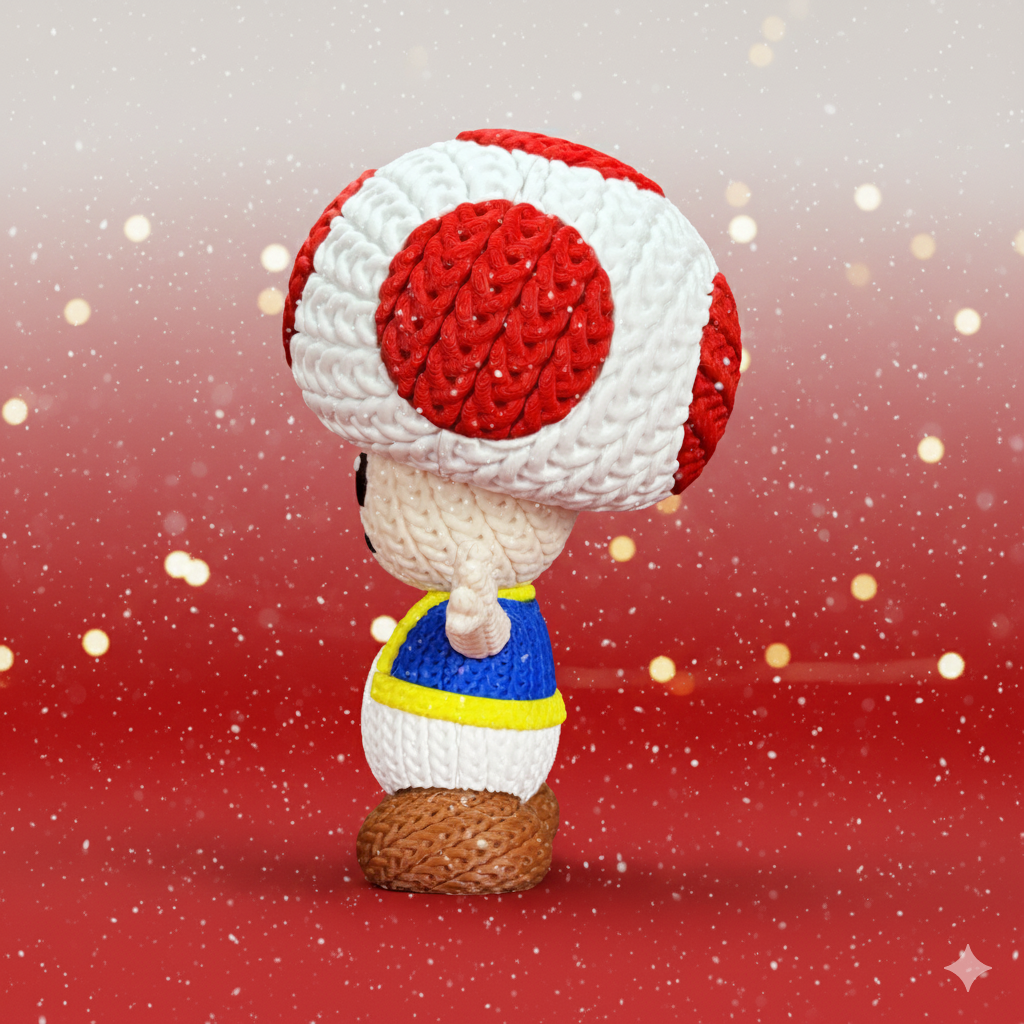 Knitted Mushroom Guide – Cozy Game Fanart Figur Whale 3D Studio