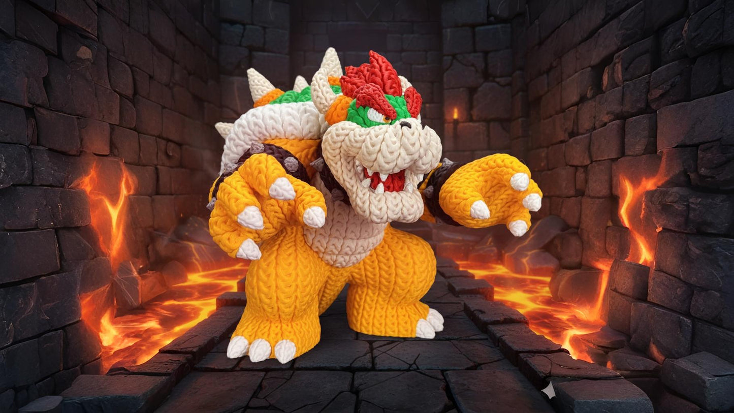 Knitted Fire King – Cozy Game Fanart Figur Whale 3D Studio