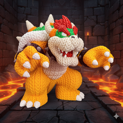 Knitted Fire King – Cozy Game Fanart Figur Whale 3D Studio