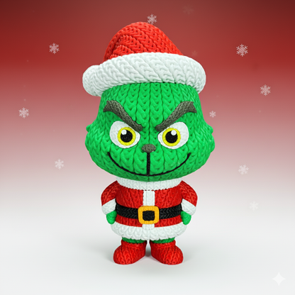 Knitted Green Holiday Trickster & Dog – Cozy Winter Fanart Figur Whale 3D Studio