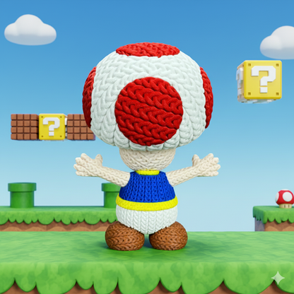 Knitted Mushroom Guide – Cozy Game Fanart Figur Whale 3D Studio