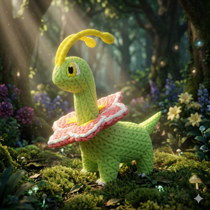 Knitted Monster – Pflanzlicher Dino inspiriert von Meganium Whale 3D Studio