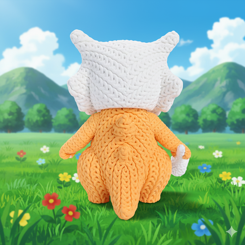 Knitted Bone Creature – Cozy Monster Fanart Figur Whale 3D Studio